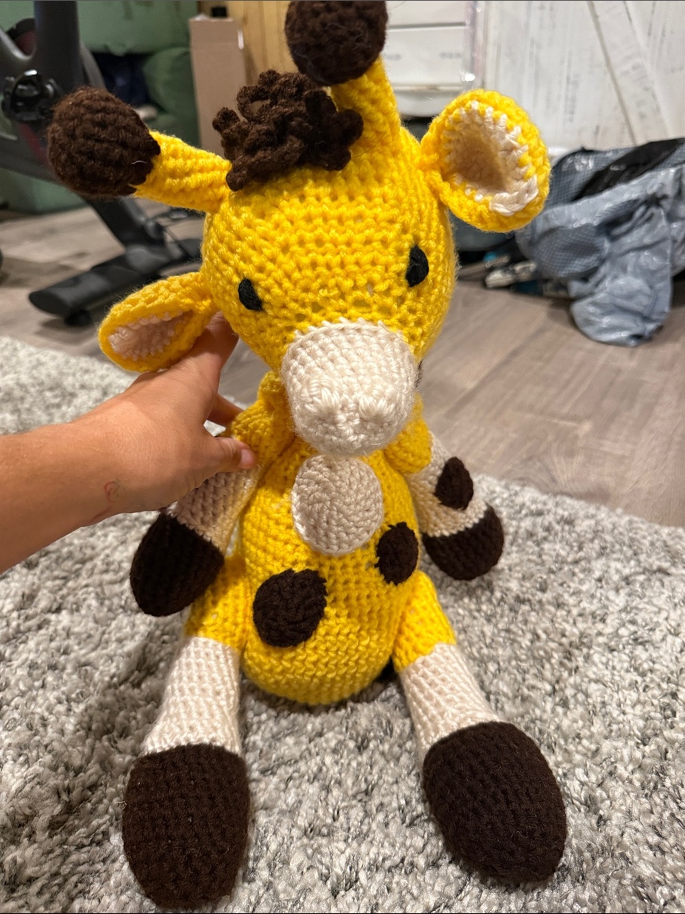 Handmade Yellow Crocheted Giraffe Plush Toy by